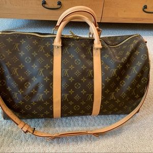 Louis Vuitton Leather Monogram Canvas Duffle Bag